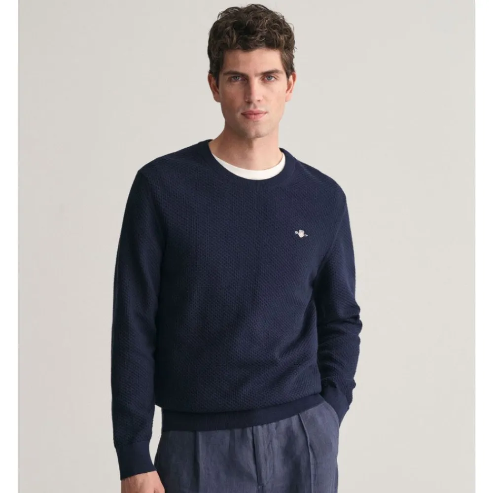 GANT Structured Cotton C-Neck Herr