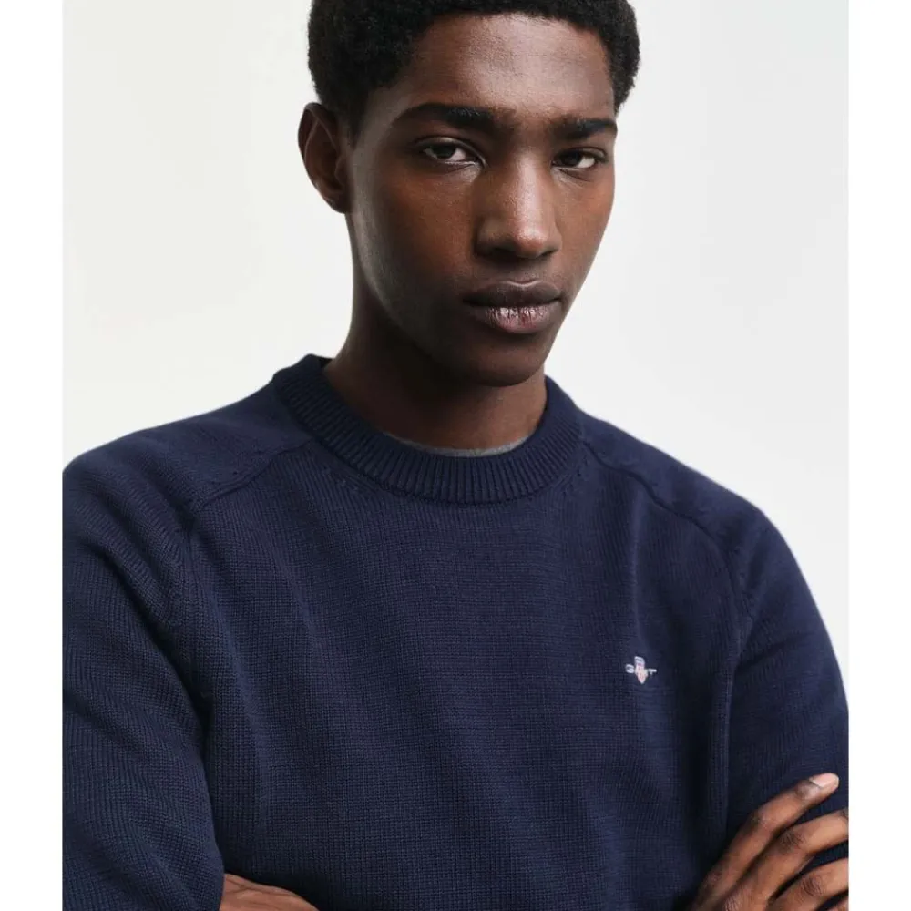 Clearance GANT Textured Cotton Crew Neck Herr