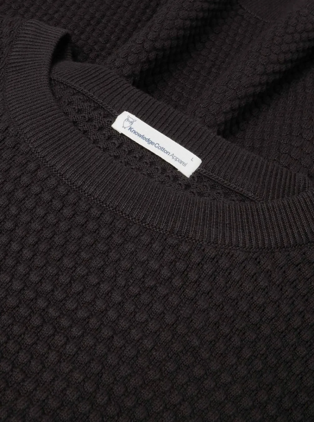 Discount Knowledge Cotton VAGN regular bubble knit crew neck - Regenerative Organic Certified - GOTS/Vegan