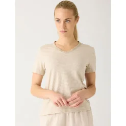 Best Knowledge Cotton V-neck Slub T-shirt Dam
