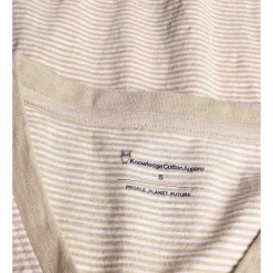 Best Knowledge Cotton V-neck Slub T-shirt Dam