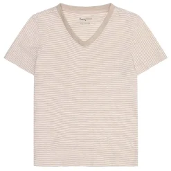 Best Knowledge Cotton V-neck Slub T-shirt Dam