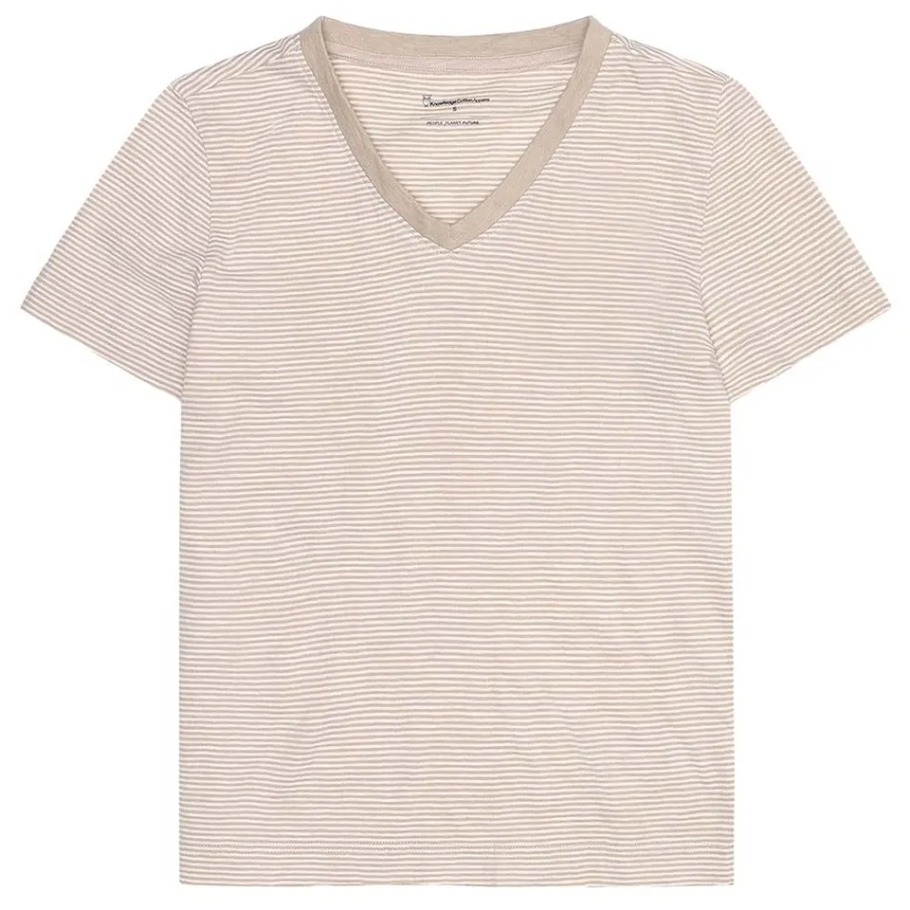 Best Knowledge Cotton V-neck Slub T-shirt Dam