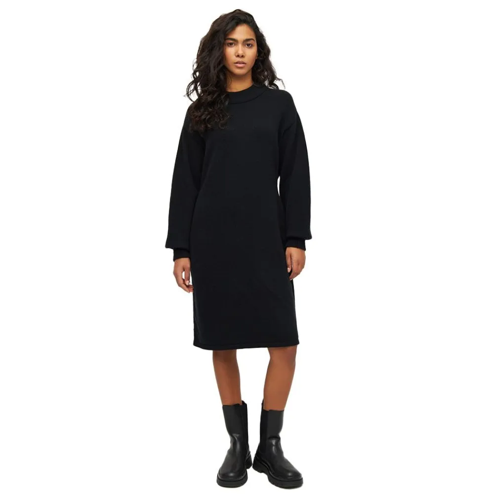 Sale Knowledge Cotton Wool Crew Neck Mid Lenght Dress Dam